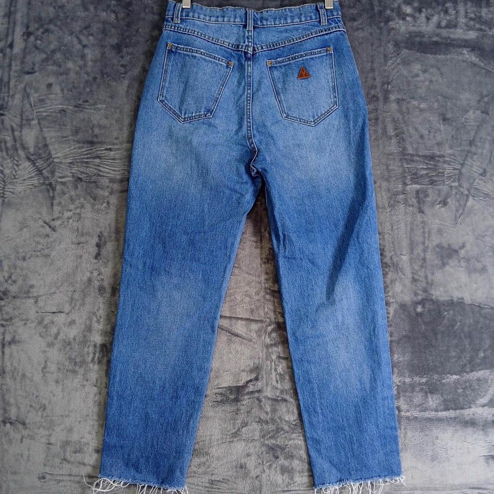 Abrand Jeans Womens 10/28 Blue Venice Straight Distressed Ripped Raw Hem Denim - Picture 2 of 9